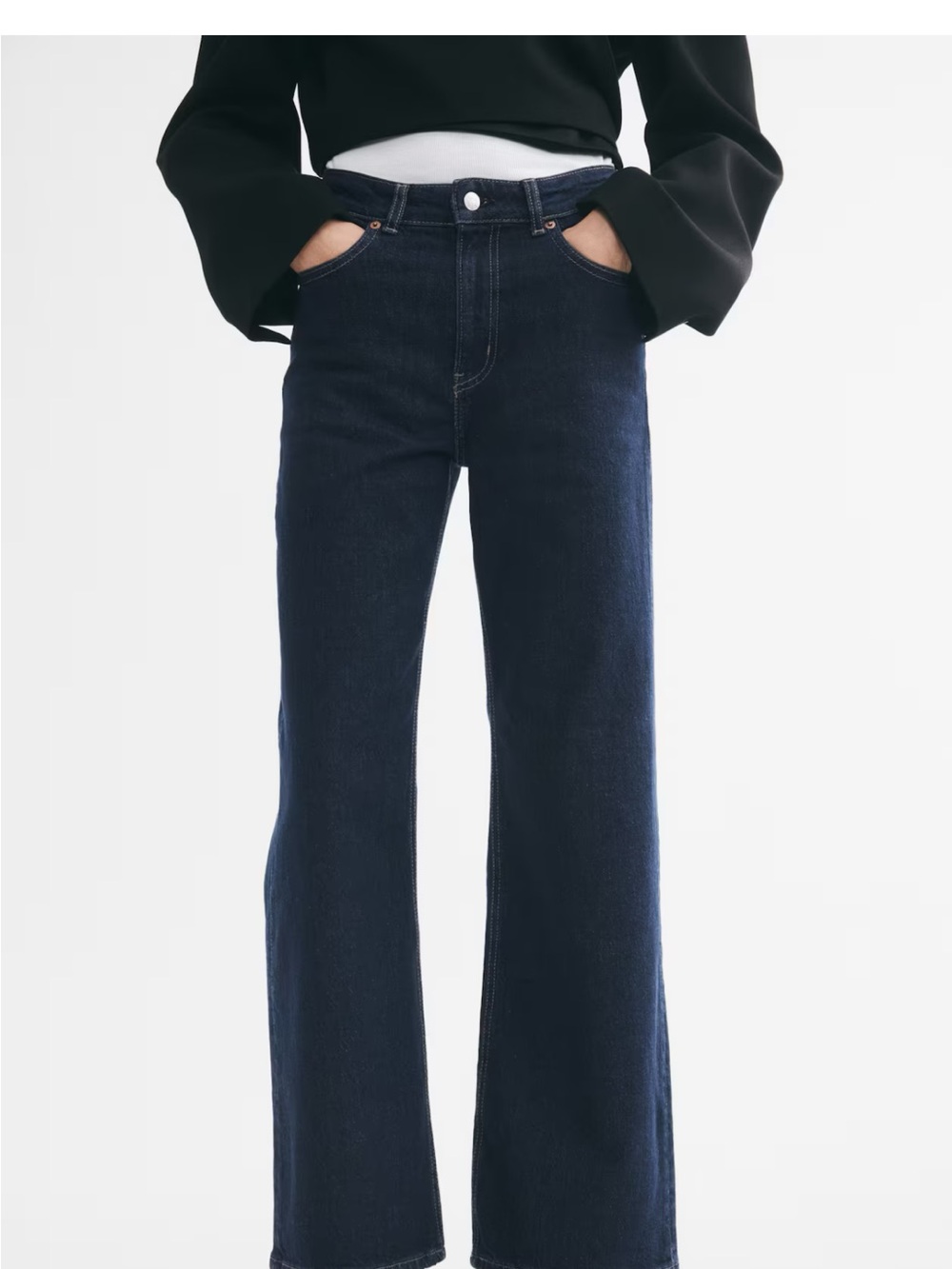 Dark Blue Women's High-Rise Wide-Leg Jeans